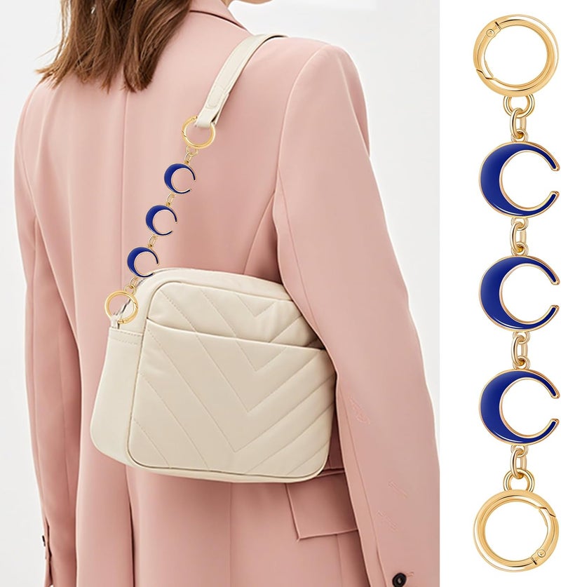 Tmtains 2Pcs Bag Extender Chain Gold Purse Extender Chain Heart Moon Purse Strap Extenders Navy Blue Purses Strap Replacement Crossbody Bags Accessories for Women Cute Bag Charms for Handbags Tote Bags Supply - Image 3